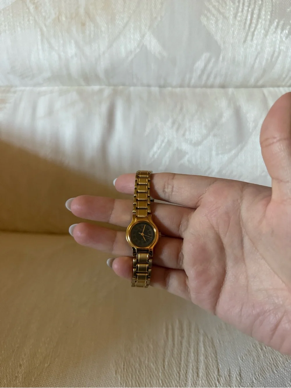 Gold-Tone Women's Bracelet Watch with Black Dial